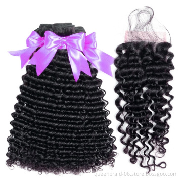 Brazilian Deep Wave Human Hair Bundles 100% Unprocessed Virgin Brazilian Human Hair Weave Extensions